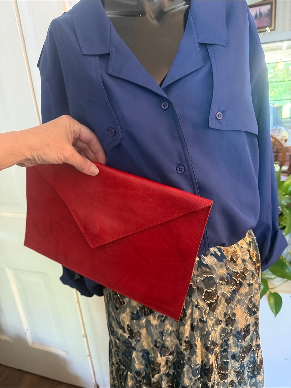 Jacaranda Genuine Leather Made in Brazil Red Envelope Clutch Purse
